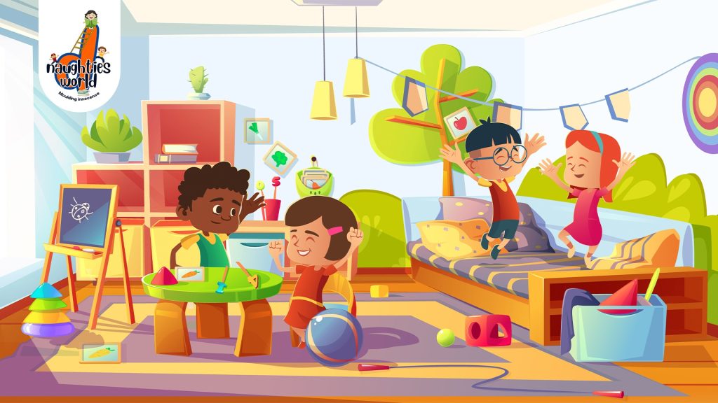 Kids enjoying fun indoor activities at dNaughties World preschool classroom
